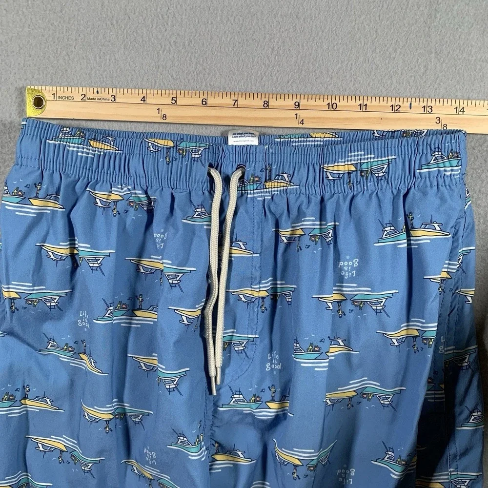 Life Is Good Men's Board Beach Shorts‎ Blue Boat Size S Americana